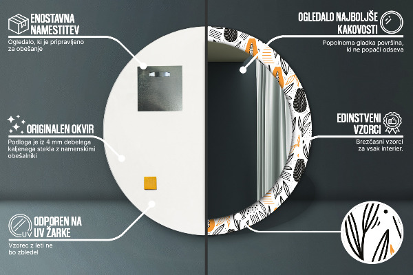 Round printed mirror Papai pattern