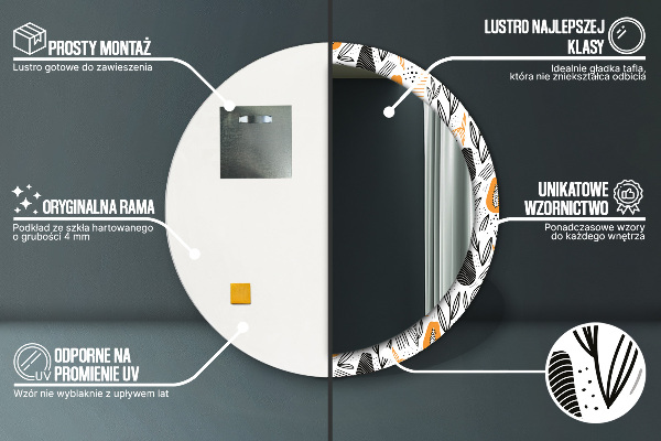 Round printed mirror Papai pattern