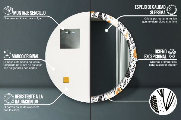 Round printed mirror Papai pattern