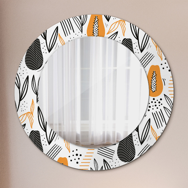 Round printed mirror Papai pattern