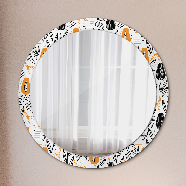 Round printed mirror Papai pattern