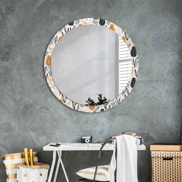 Round printed mirror Papai pattern