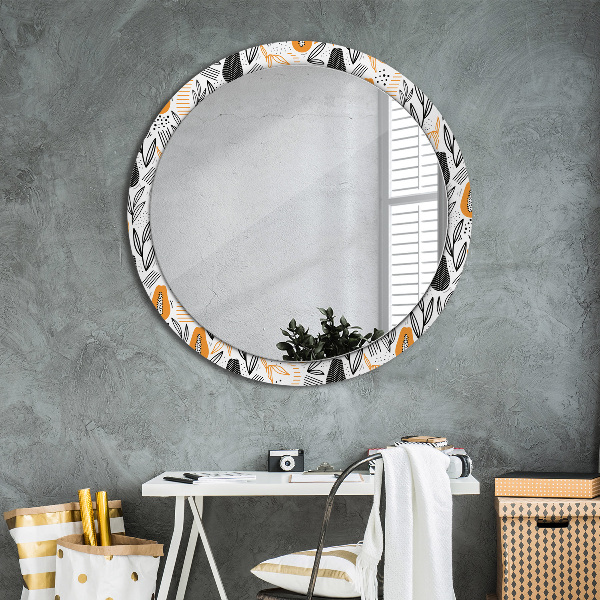 Round printed mirror Papai pattern