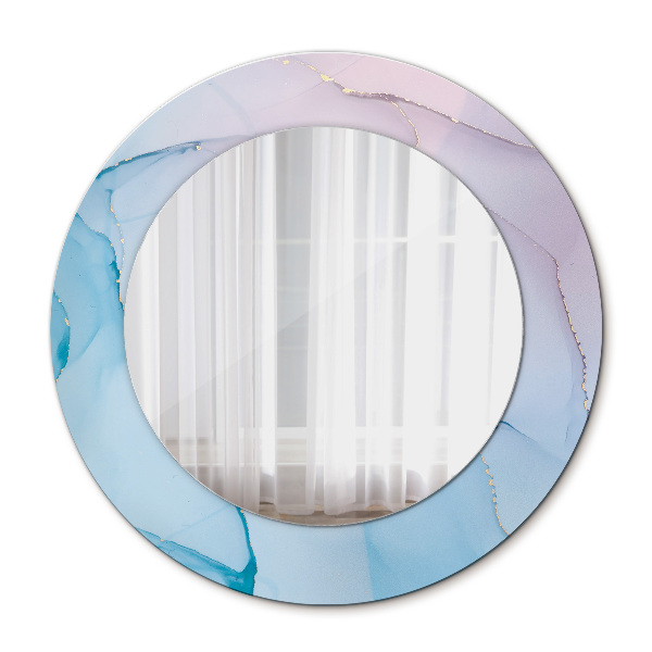 Round printed mirror Modern marble texture