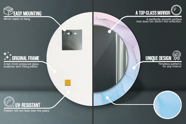 Round printed mirror Modern marble texture