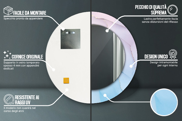 Round printed mirror Modern marble texture