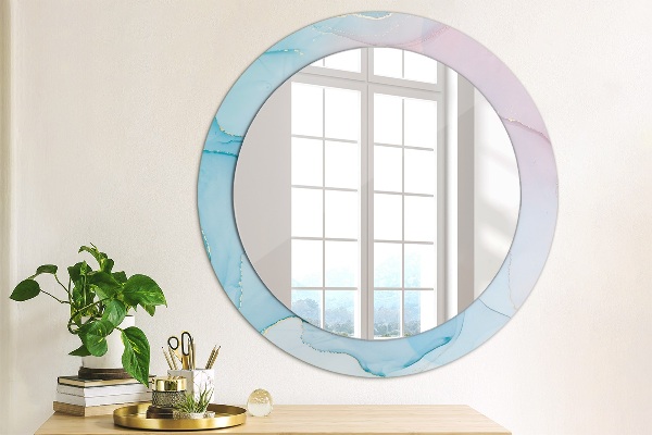 Round printed mirror Modern marble texture