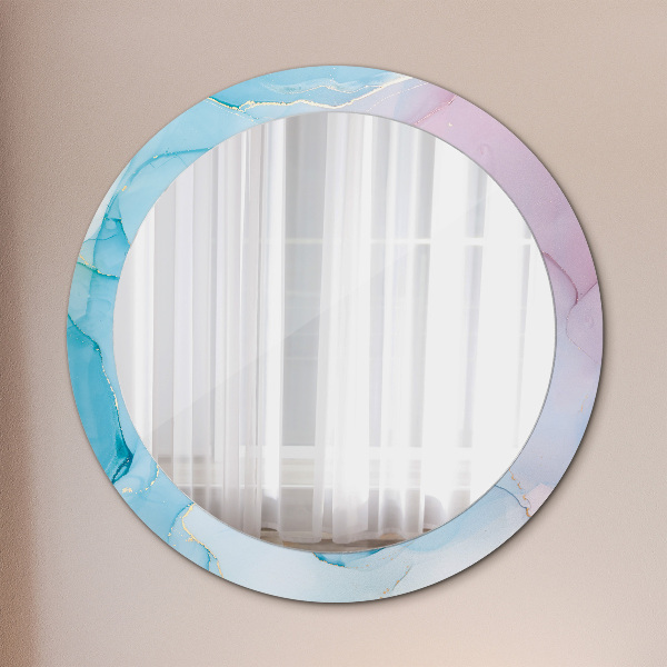 Round printed mirror Modern marble texture