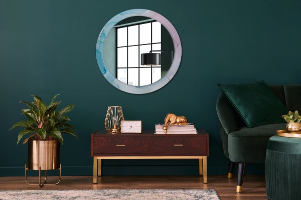 Round printed mirror Modern marble texture