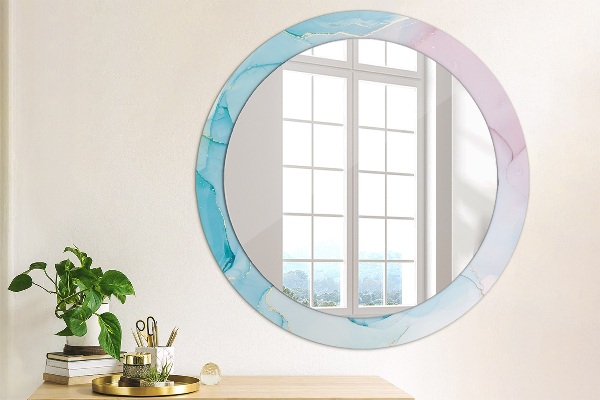 Round printed mirror Modern marble texture