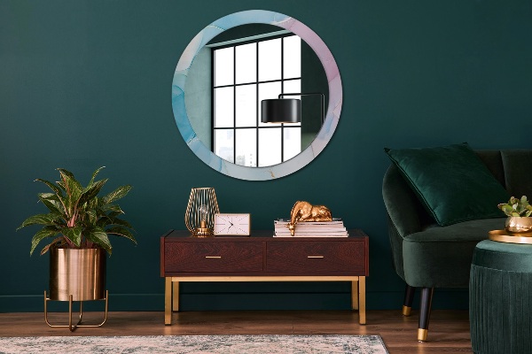 Round printed mirror Modern marble texture