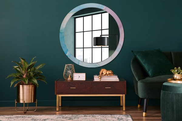 Round printed mirror Modern marble texture