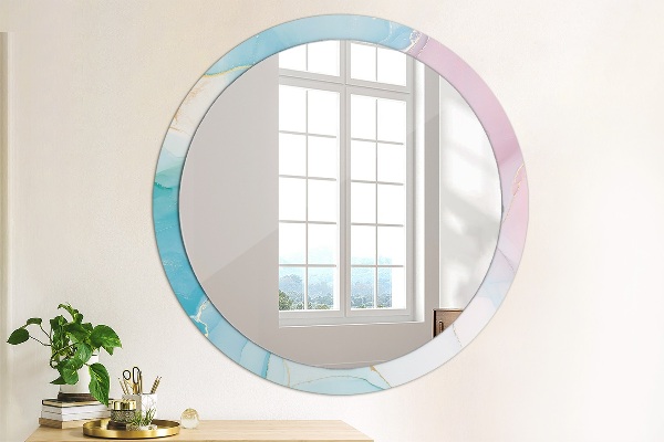 Round printed mirror Modern marble texture