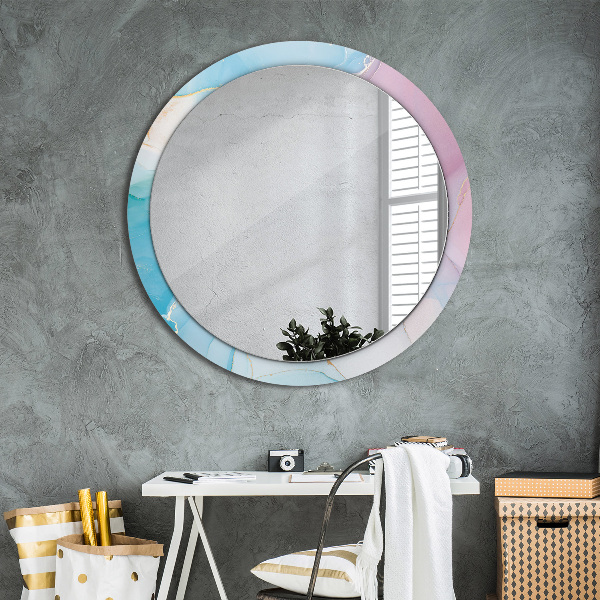 Round printed mirror Modern marble texture