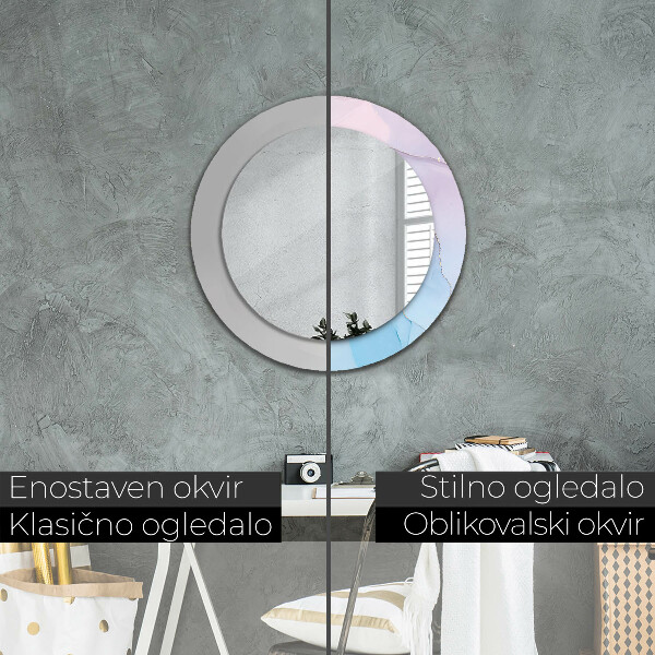 Round printed mirror Modern marble texture