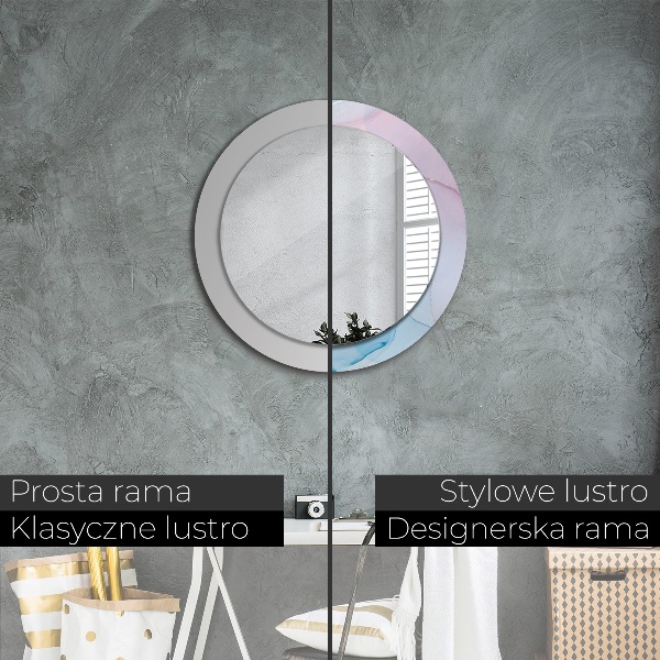 Round printed mirror Modern marble texture