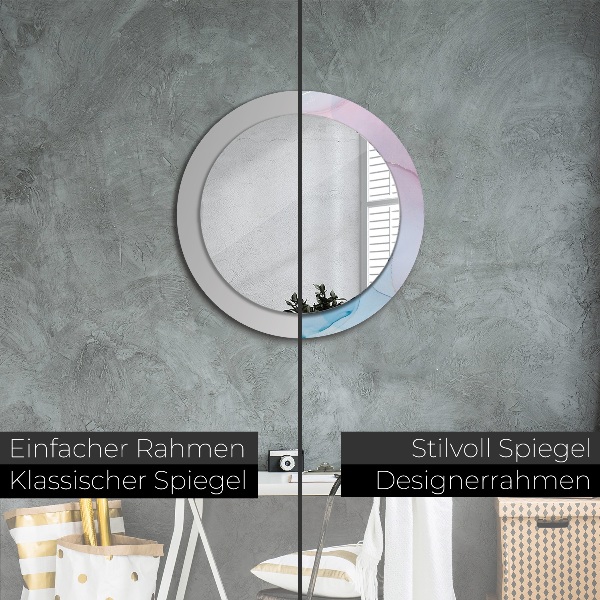Round printed mirror Modern marble texture