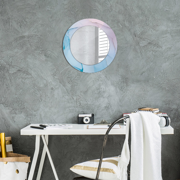 Round printed mirror Modern marble texture