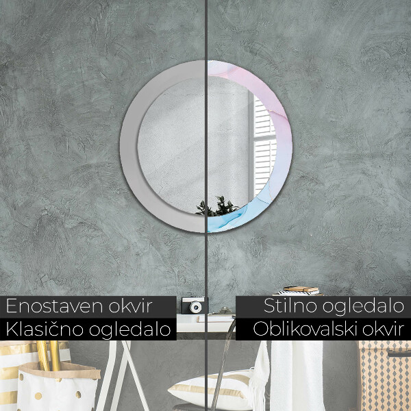 Round printed mirror Modern marble texture