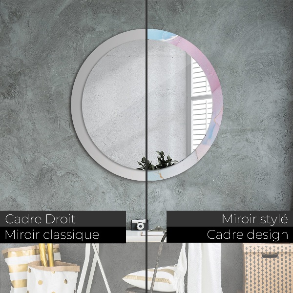 Round printed mirror Modern marble texture