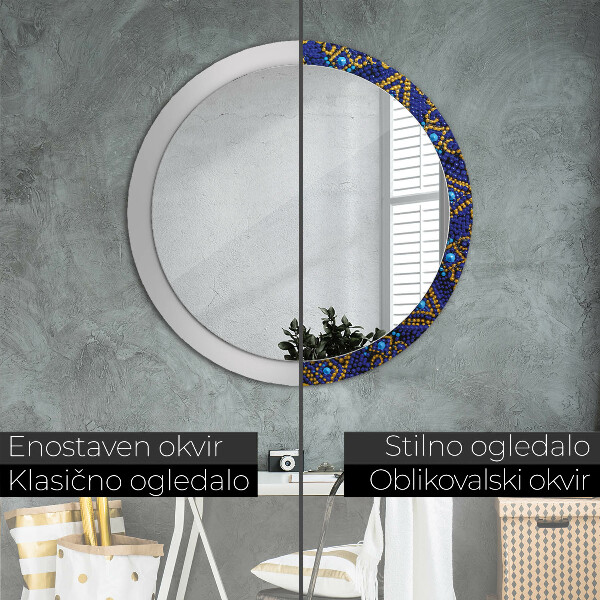 Round mirror frame with print Decorative composition
