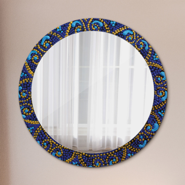 Round mirror frame with print Decorative composition