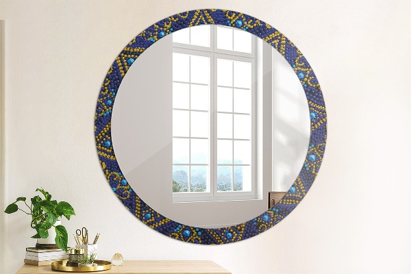 Round mirror frame with print Decorative composition