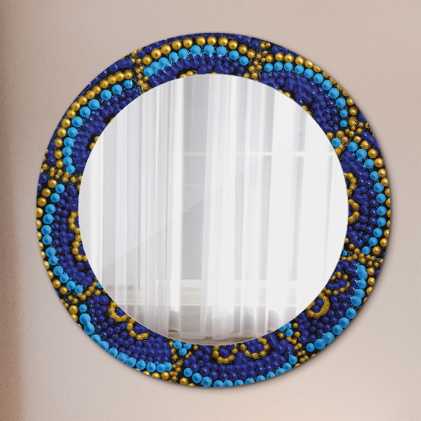 Round mirror frame with print Decorative composition
