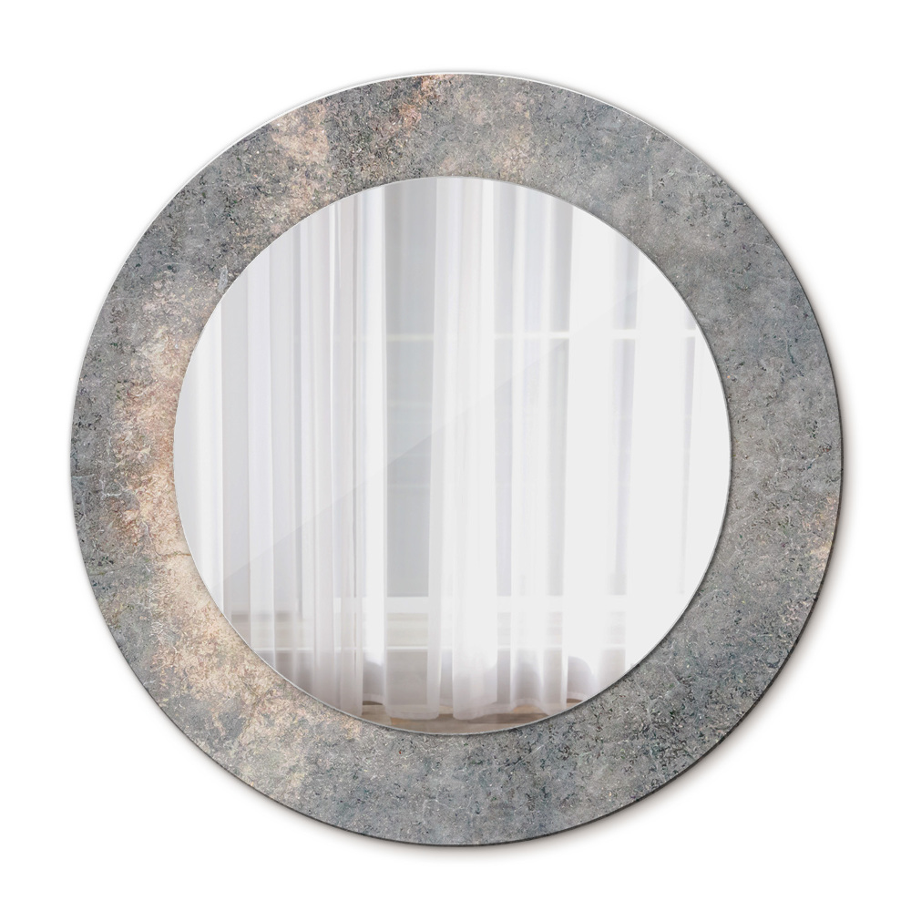 Round mirror frame with print Vintage concrete