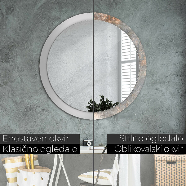 Round mirror frame with print Vintage concrete