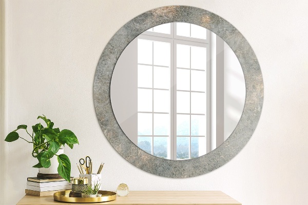Round mirror frame with print Vintage concrete