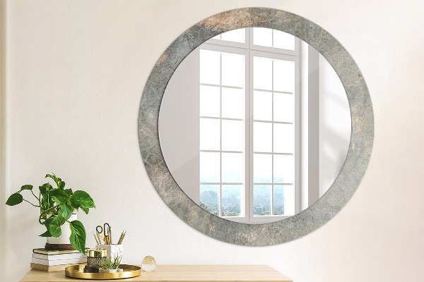 Round mirror frame with print Vintage concrete