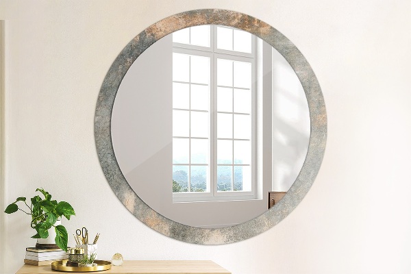 Round mirror frame with print Vintage concrete