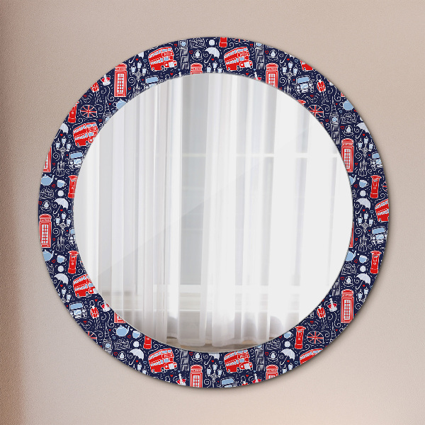 Round mirror frame with print London symbol