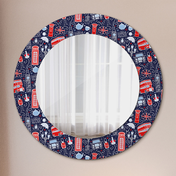 Round mirror frame with print London symbol