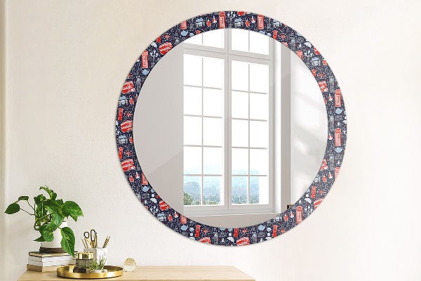 Round mirror frame with print London symbol