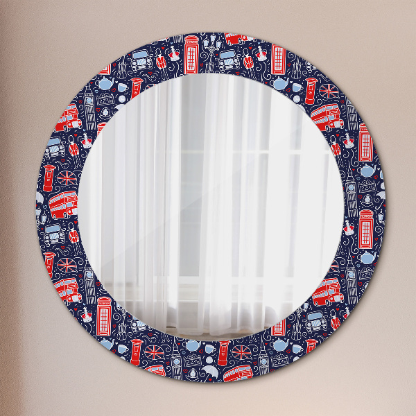 Round mirror frame with print London symbol