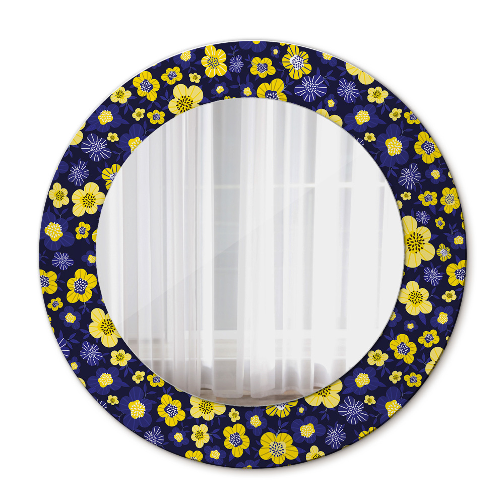 Round mirror frame with print Sweet small flowers
