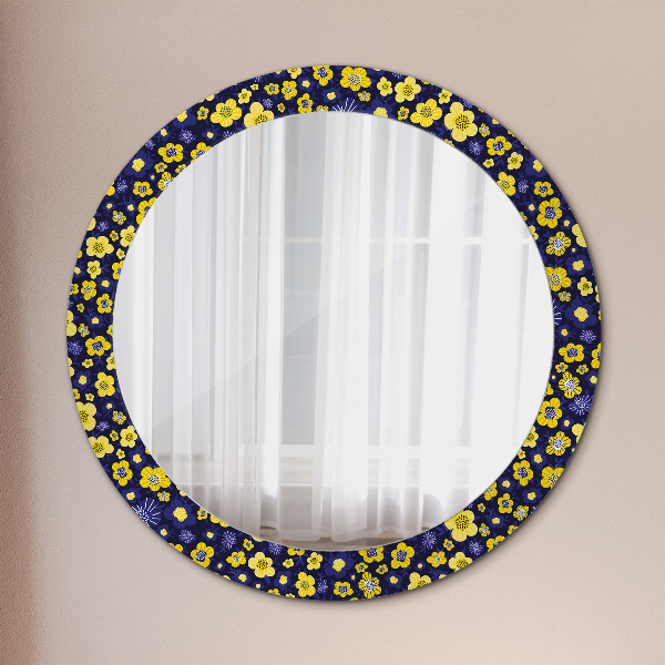 Round mirror frame with print Sweet small flowers