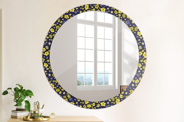 Round mirror frame with print Sweet small flowers