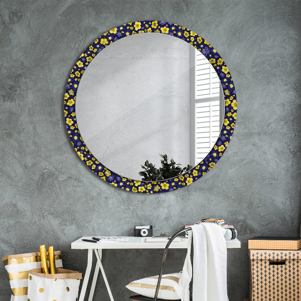 Round mirror frame with print Sweet small flowers
