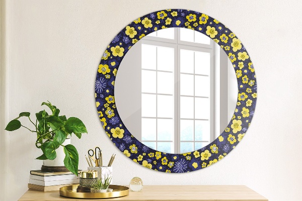 Round mirror frame with print Sweet small flowers