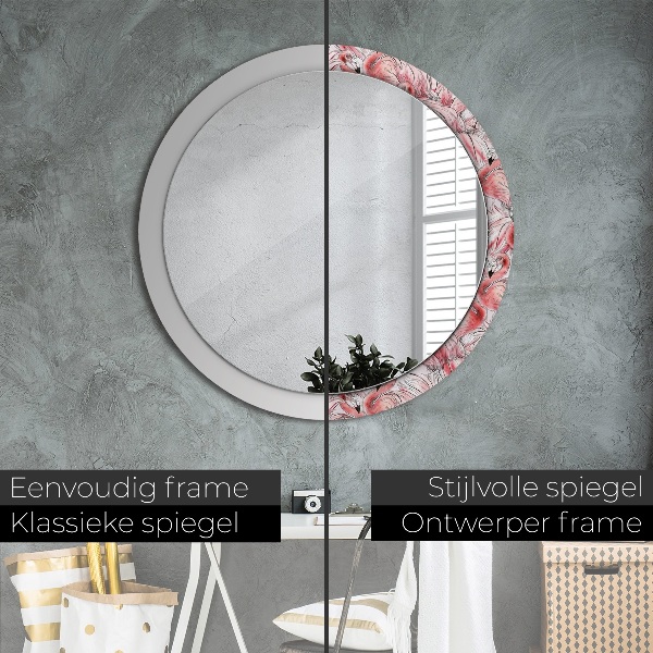 Round mirror frame with print Flaming pattern
