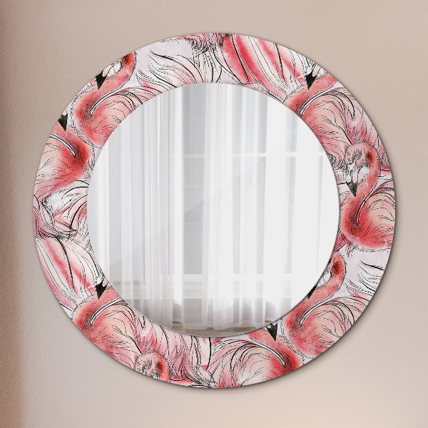 Round mirror frame with print Flaming pattern