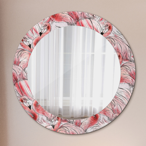 Round mirror frame with print Flaming pattern