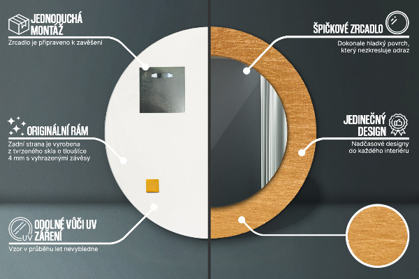 Round decorative mirror Metal surface