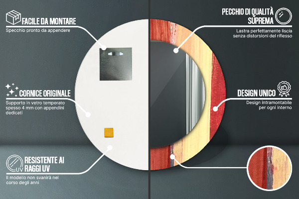 Round decorative mirror Abstract picture