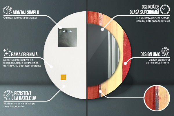 Round decorative mirror Abstract picture