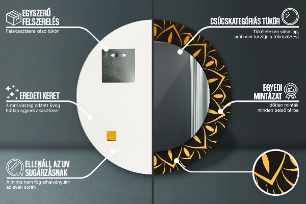 Round decorative mirror Golden mandala