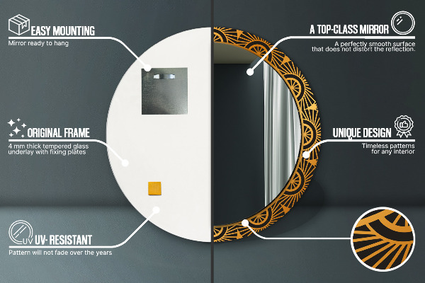 Round decorative mirror Golden mandala